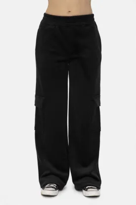 Mono B Black Elastic Waist Corduroy Cargo Pants