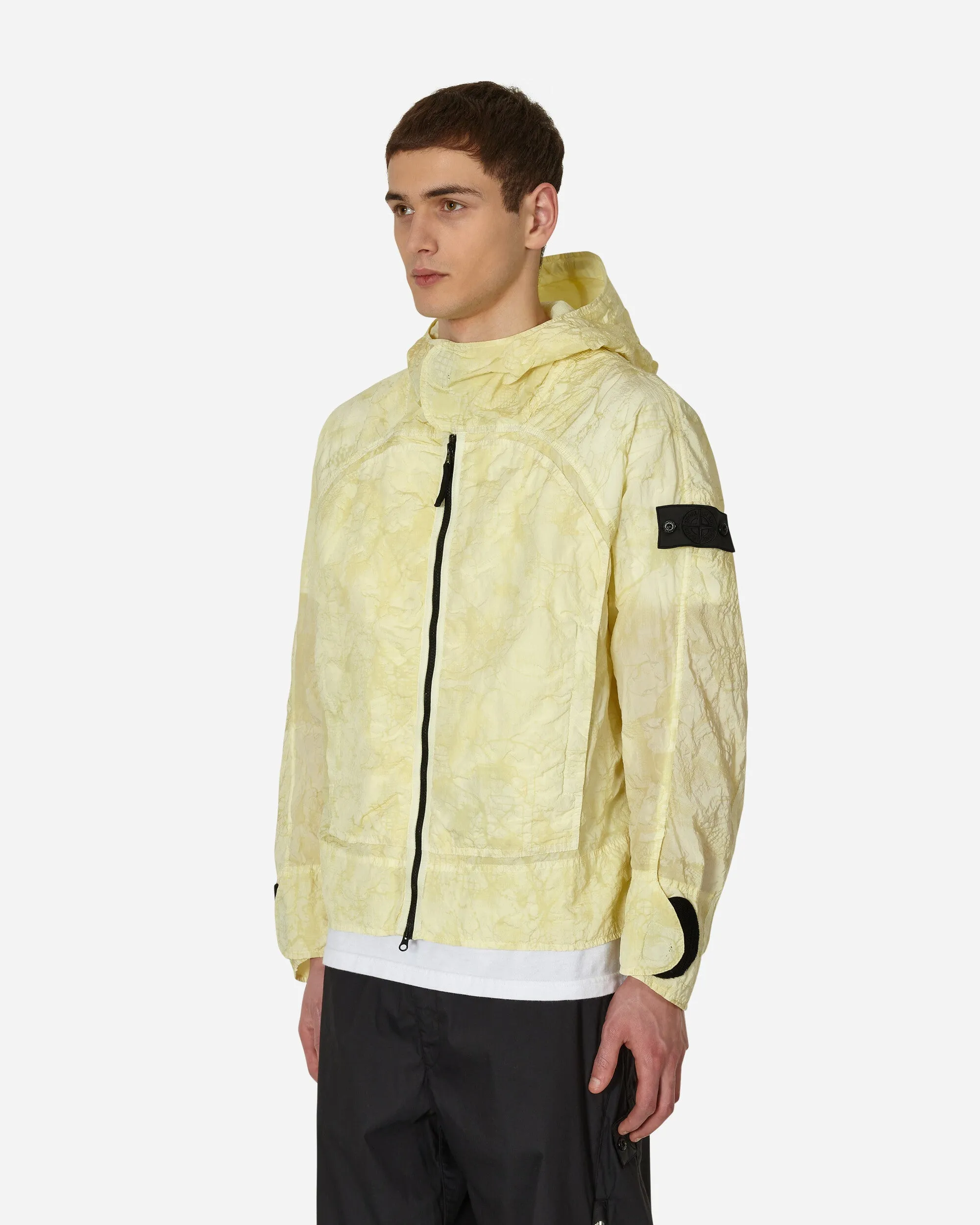 Nylon Metal Waffle Print Effect Short Parka Beige