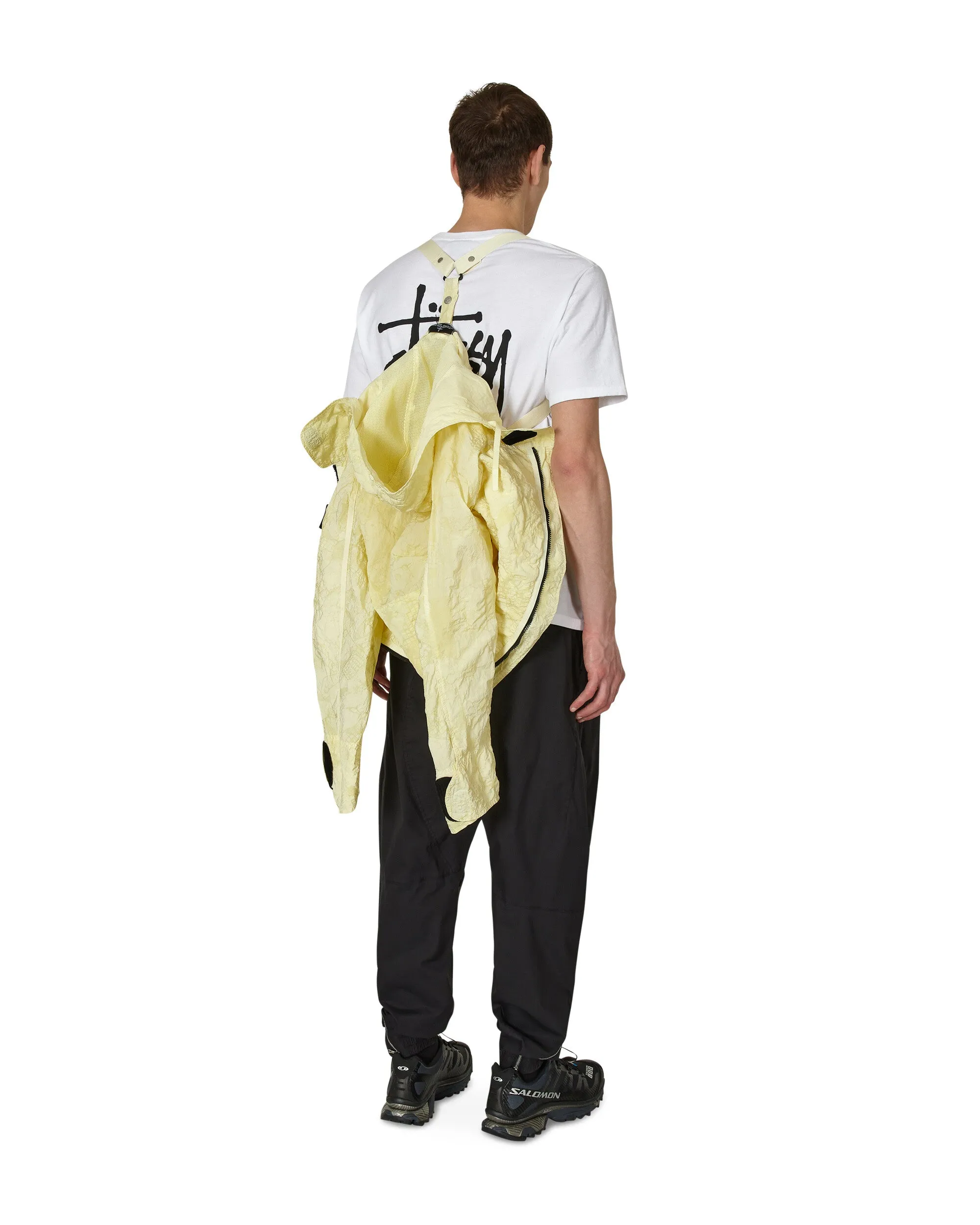 Nylon Metal Waffle Print Effect Short Parka Beige
