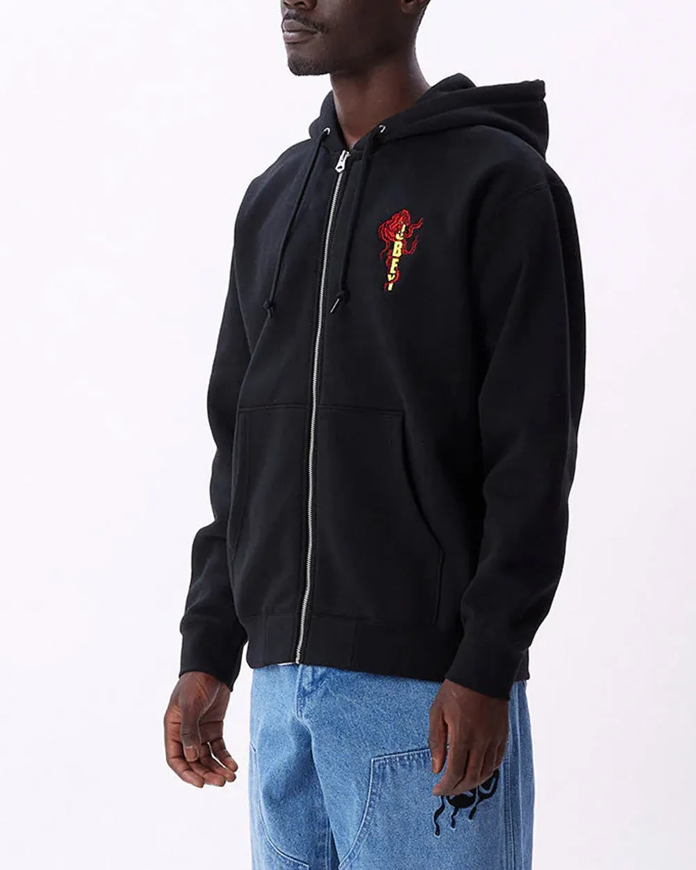 Obey Dragon Zip Hood Fleece | Black