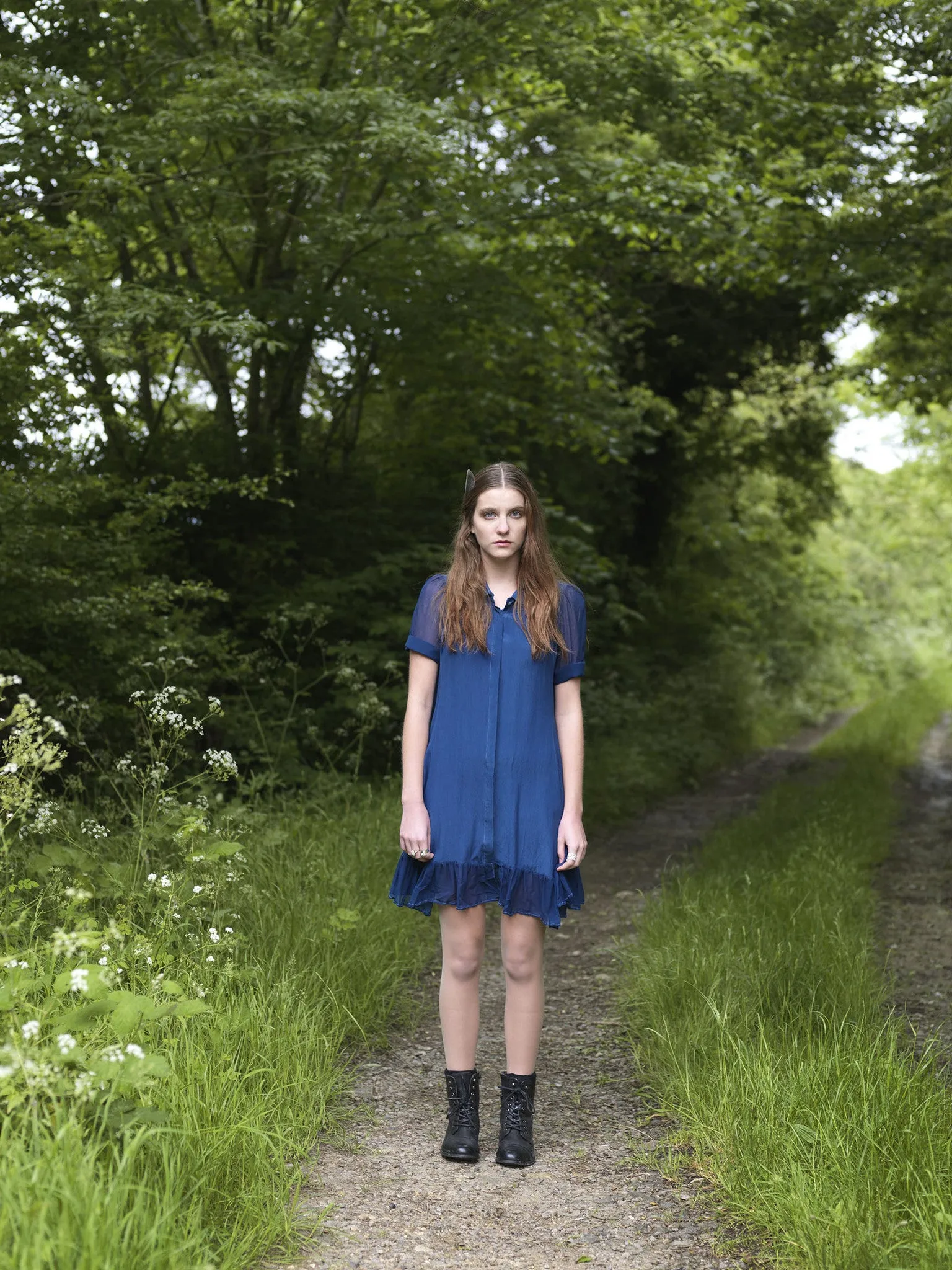 Outsider silk shirt dress in woad blue *Last one size S!*
