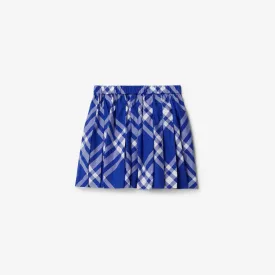 Pleated Check Cotton Skirt