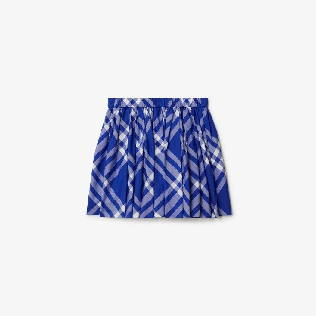 Pleated Check Cotton Skirt