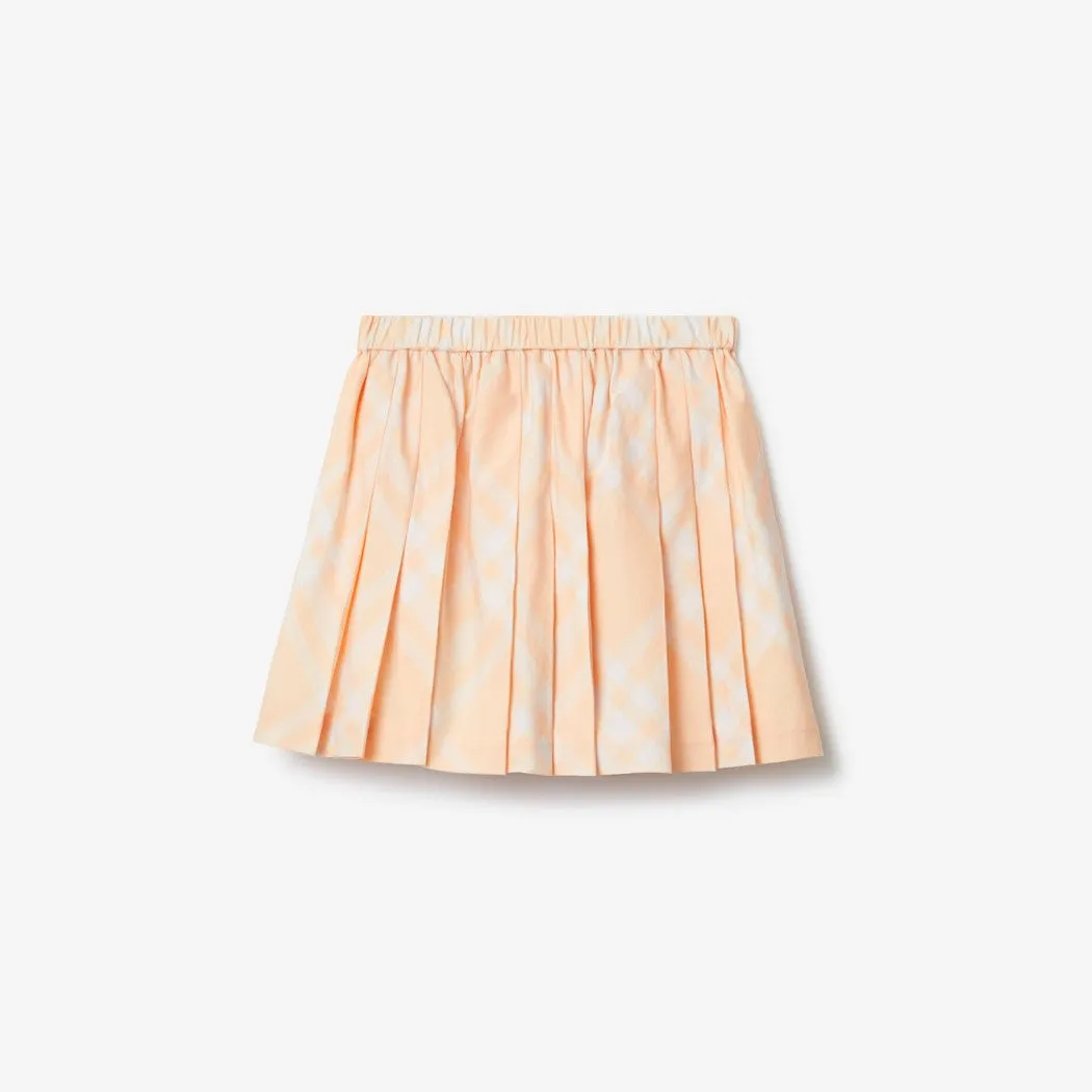Pleated Check Cotton Skirt