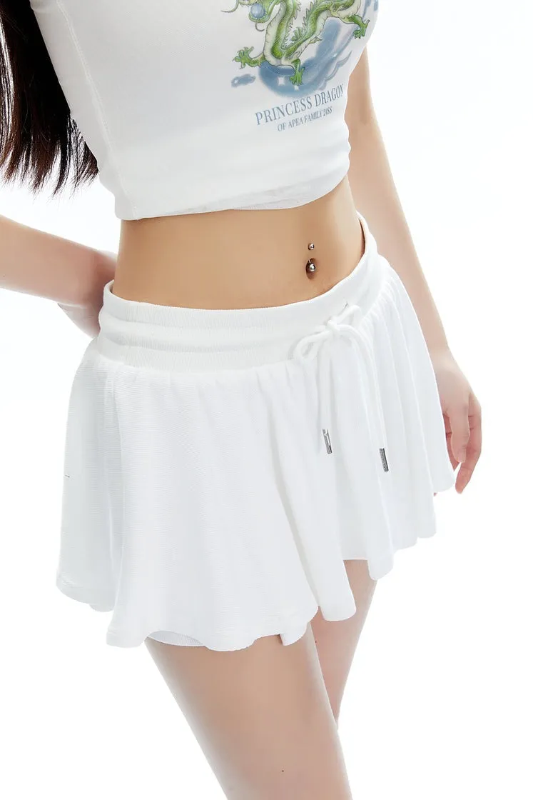 Pleated Jersey Mini Skirt with Drawstring Waist