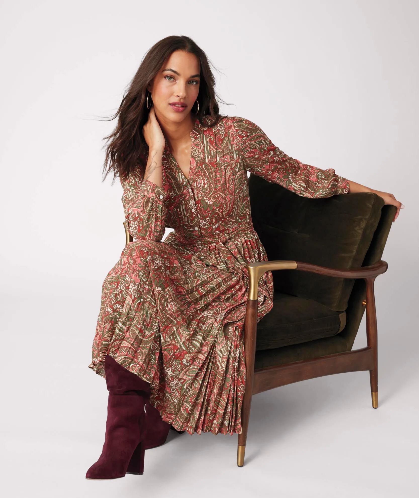 Pleated Midi Arabella Dress - FINAL SALE