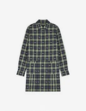 PLEATED MINI SHIRT DRESS NAVY/ASH TREE