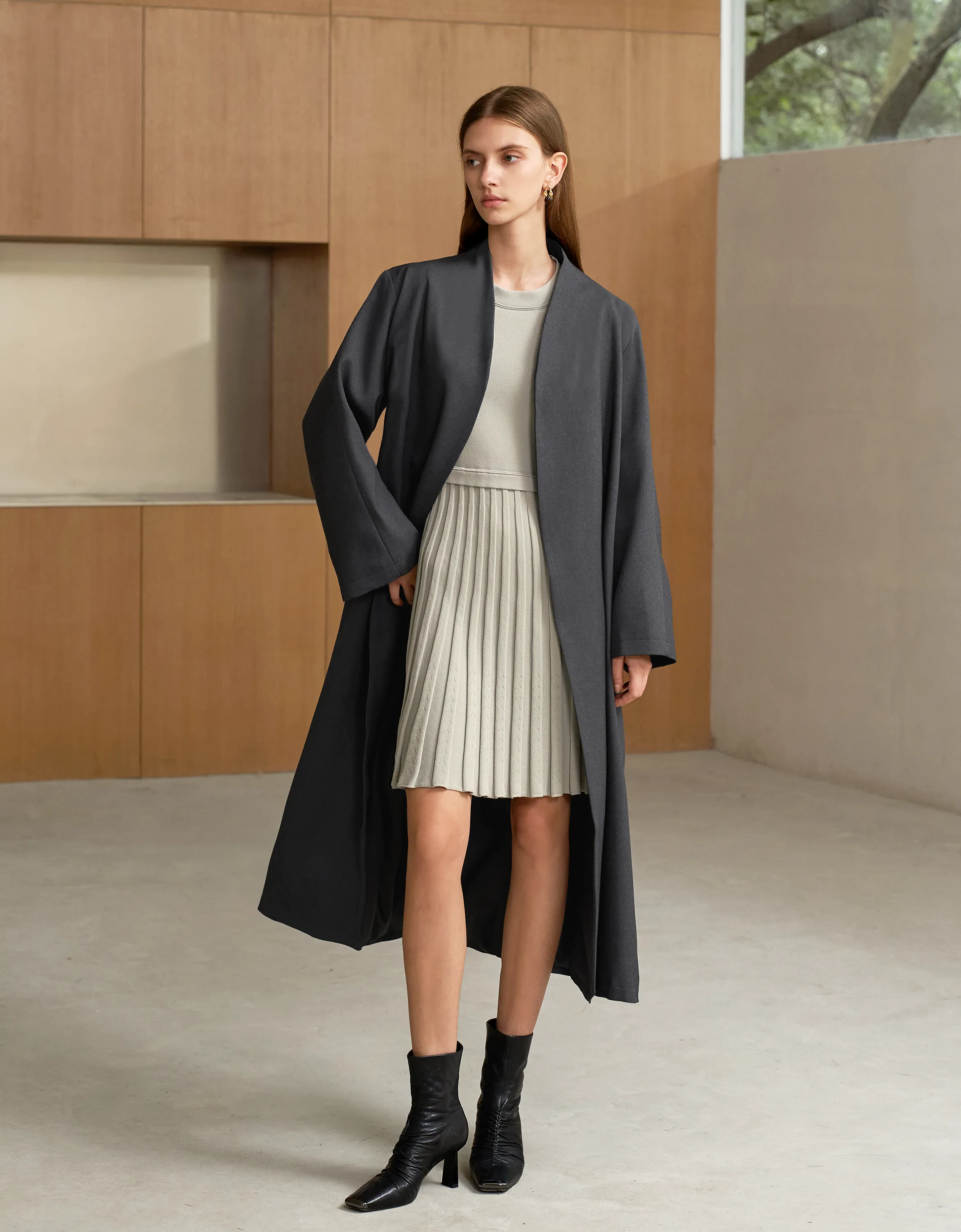 Pleated Skirt Short Sleeve Knit Dress