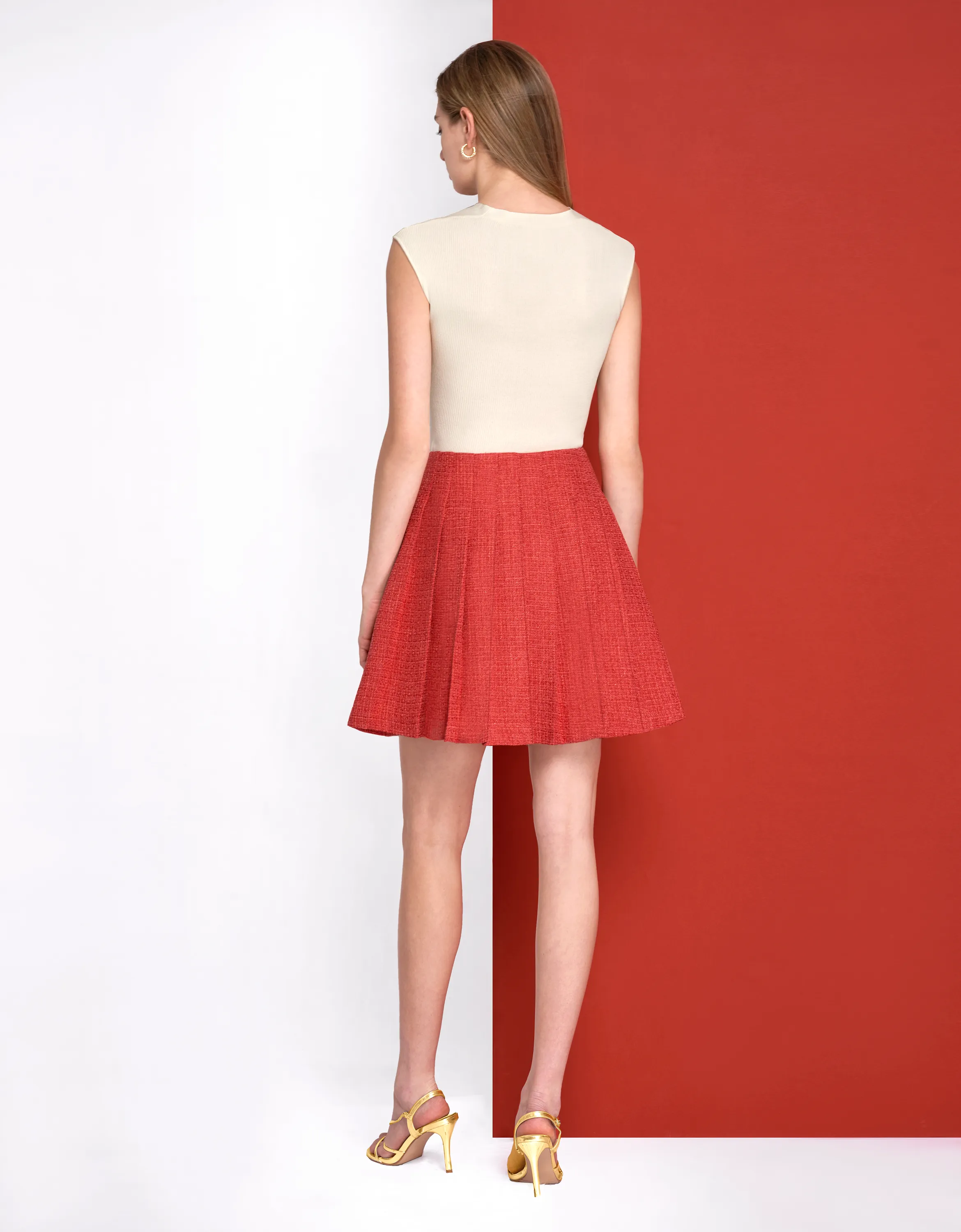 Pleated Tweed Skirt