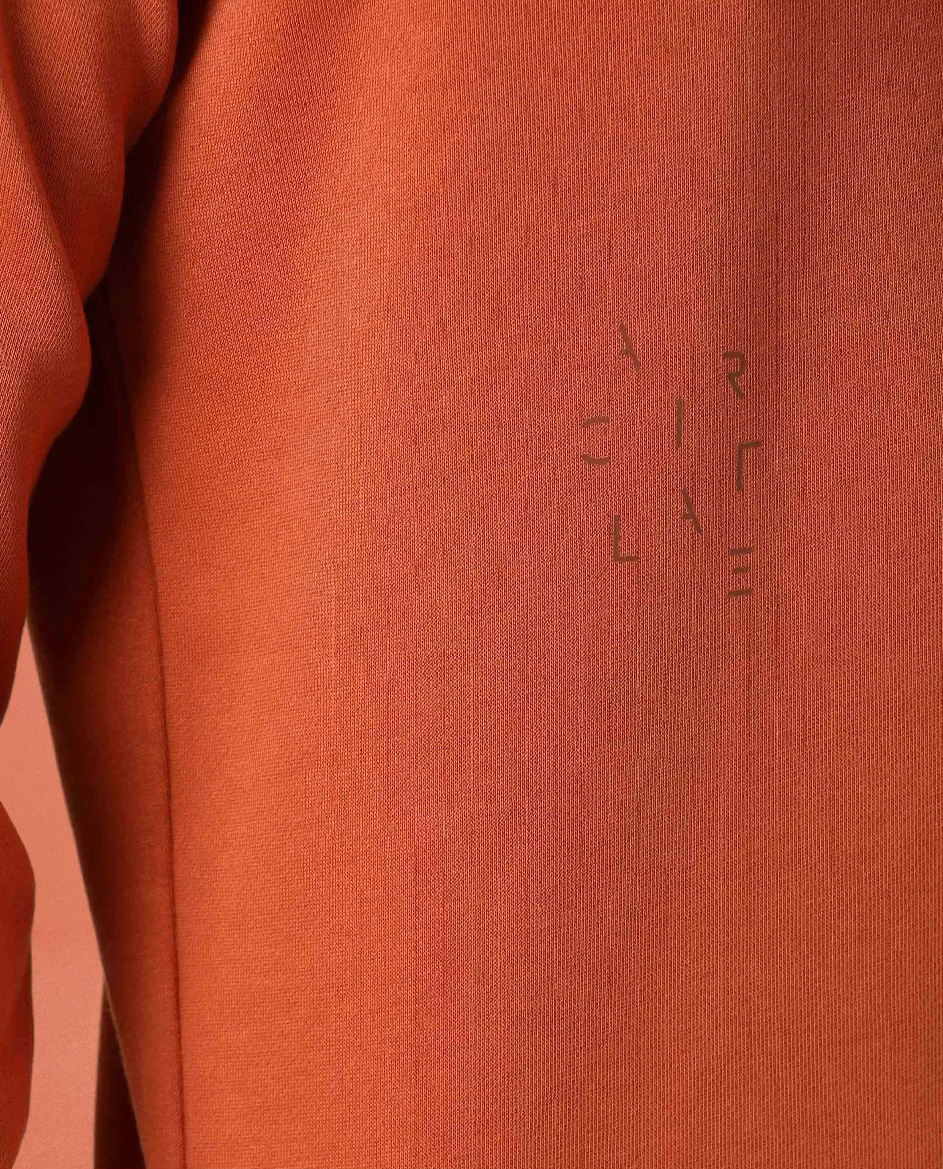 Rare Rabbit Articale Men's Arum Tangy Orange Cotton Fabric Full Sleeves Solid Sweatshirt