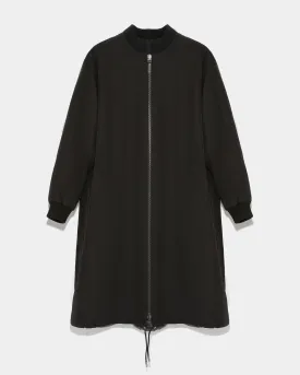 Reversible bomber parka style jacket in water-repellent technical fabric and long-haired mink