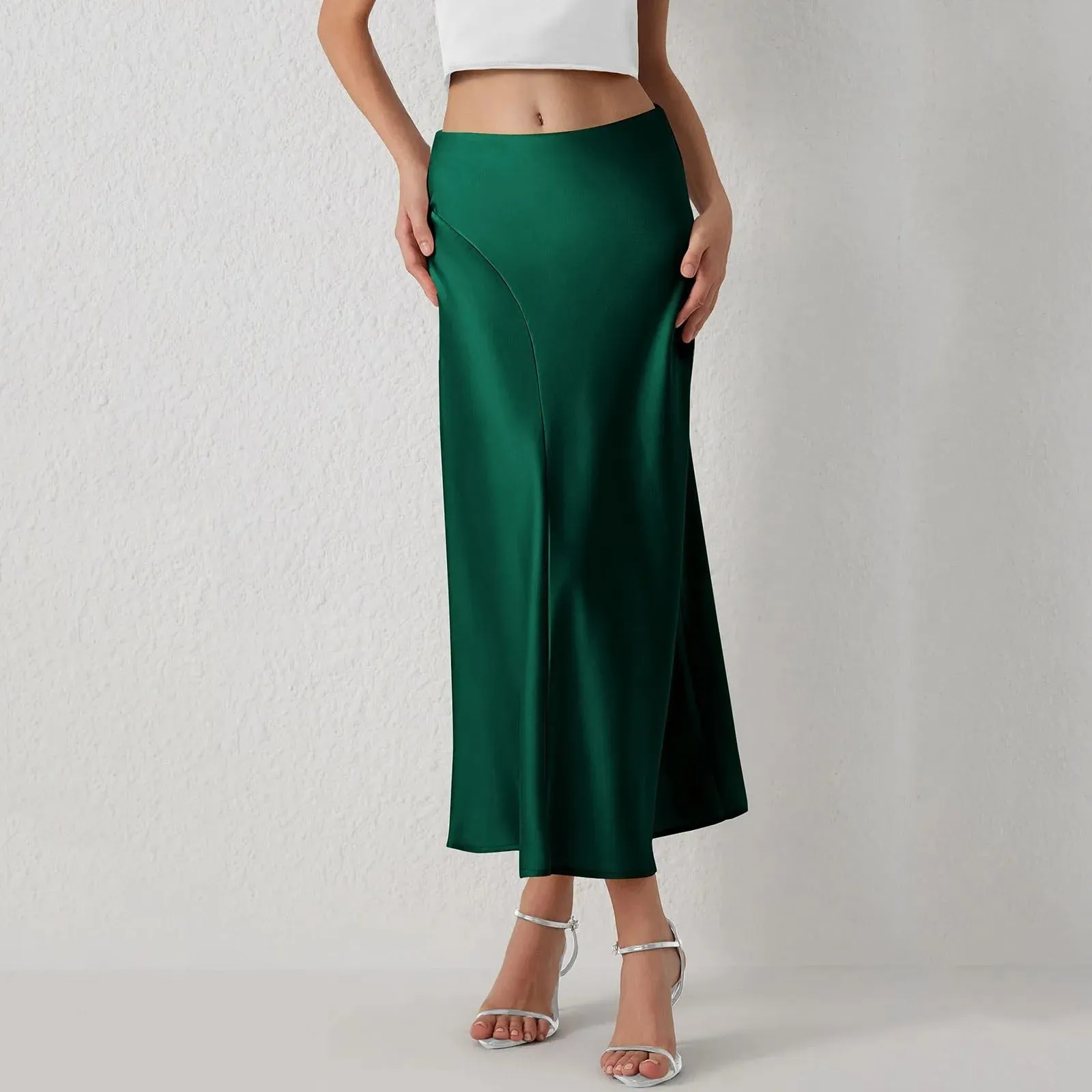 Seasonal Fave Satin Long Midi Skirt