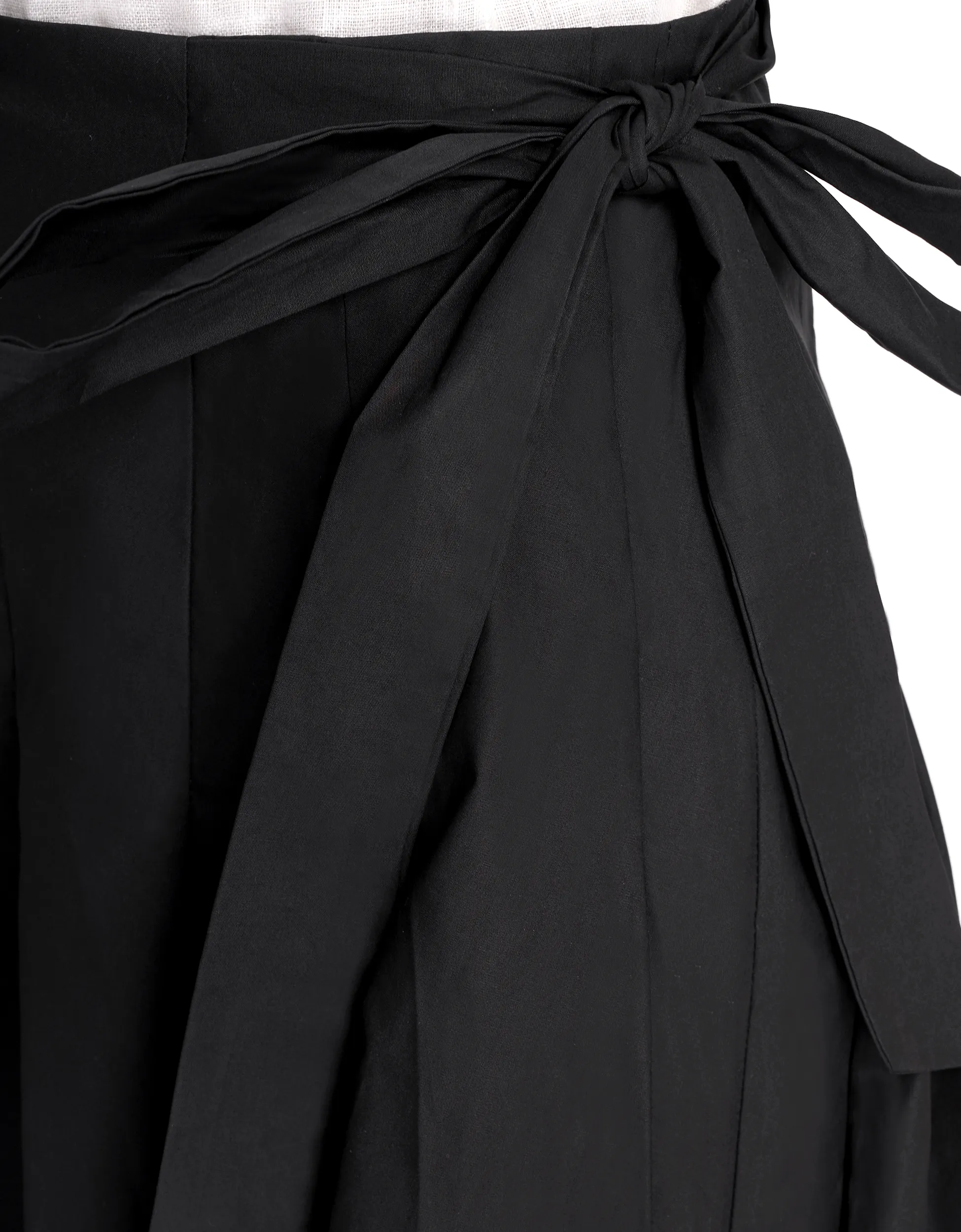 Self-tie Side Pleated Skirt