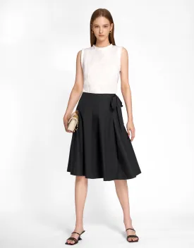 Self-tie Side Pleated Skirt