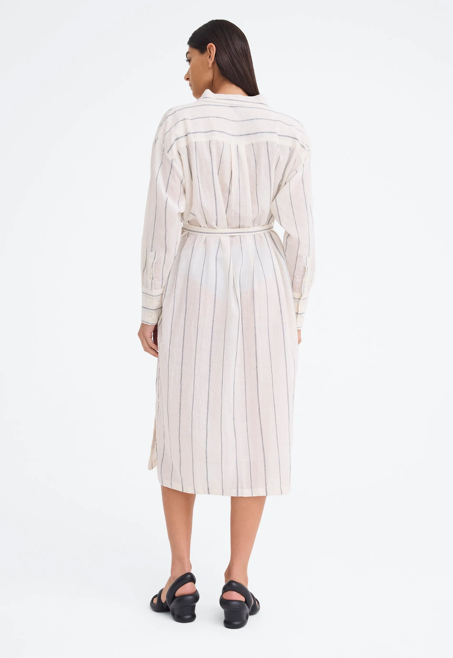 Shakespeare Dress - Wide Fine Stripe Nat/Blk