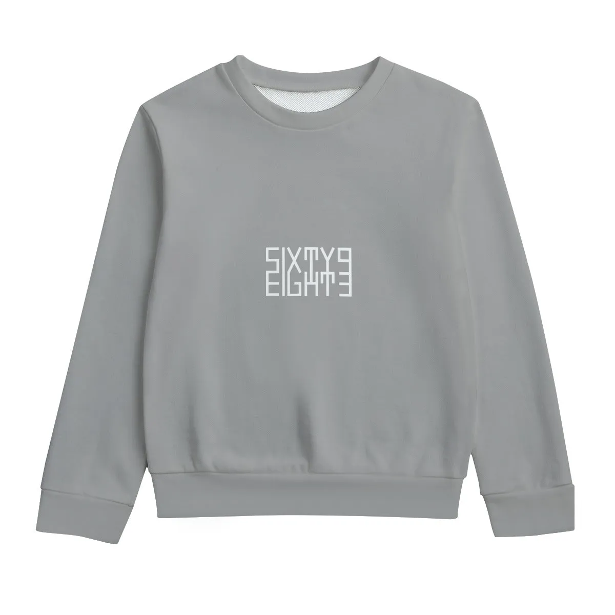 Sixty Eight 93 Logo White Grey Kid's Round Neck Sweatshirt