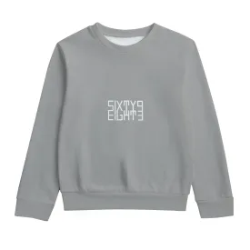 Sixty Eight 93 Logo White Grey Kid's Round Neck Sweatshirt