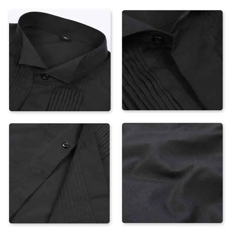 Slim Fit Dress Shirt Black with 2 bow ties