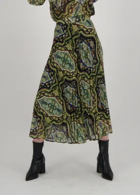 Spanner - Mosaic Print Sunray Pleated Skirt -SALE