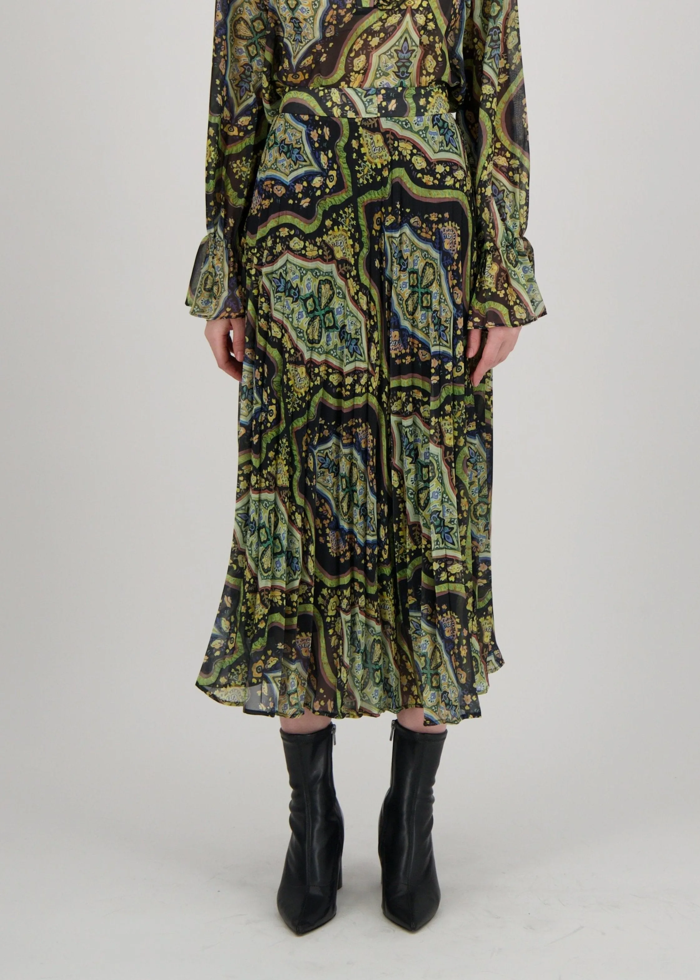 Spanner - Mosaic Print Sunray Pleated Skirt -SALE