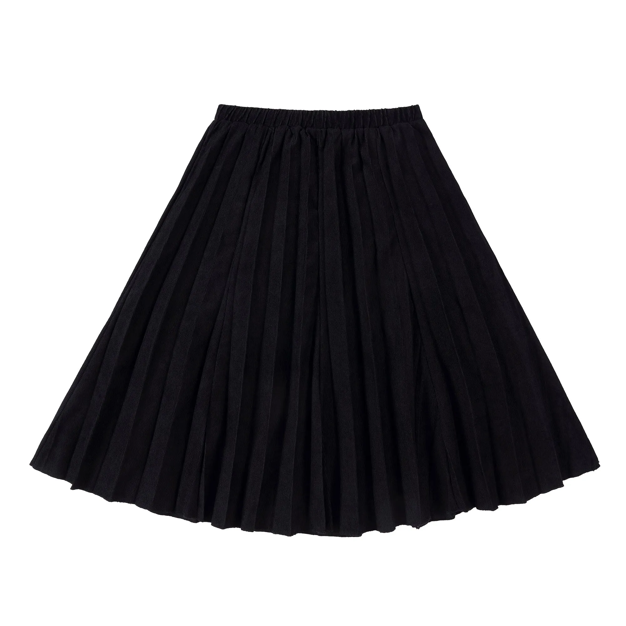 Teen Black Corduroy Sunburst Pleated Skirt