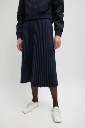 Tibi Nylon Pleating Sunray Pull on Skirt - Navy
