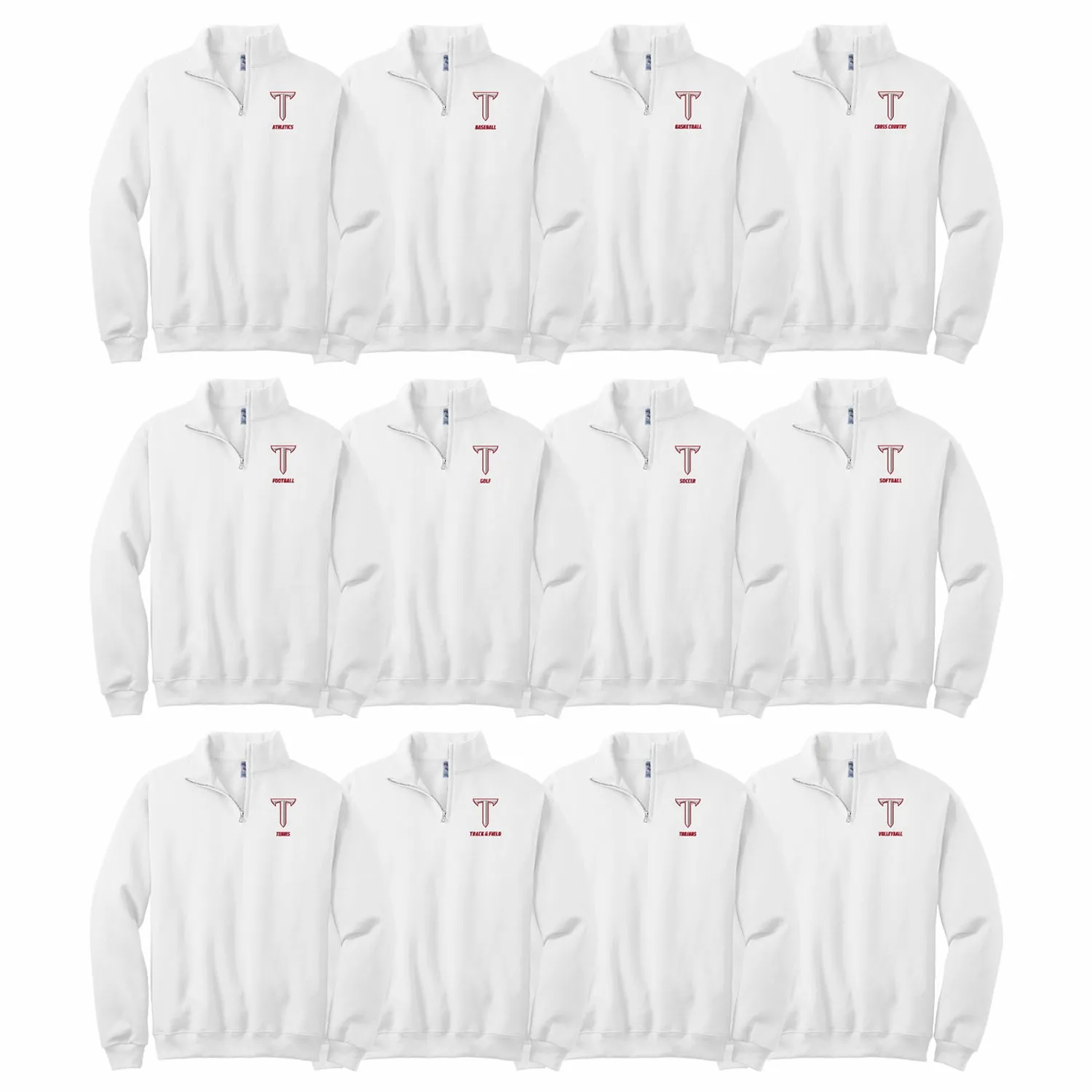 Troy Power T Sport Specific Quarter Zip Sweatshirt - Choice of Sport - White