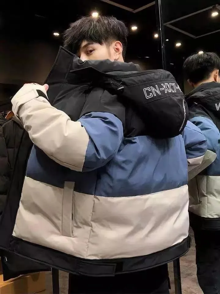 TRYCO Unisex Patchwork Hooded Parkas Coat