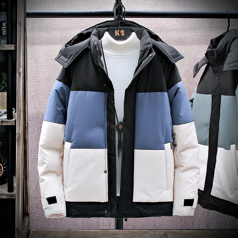 TRYCO Unisex Patchwork Hooded Parkas Coat