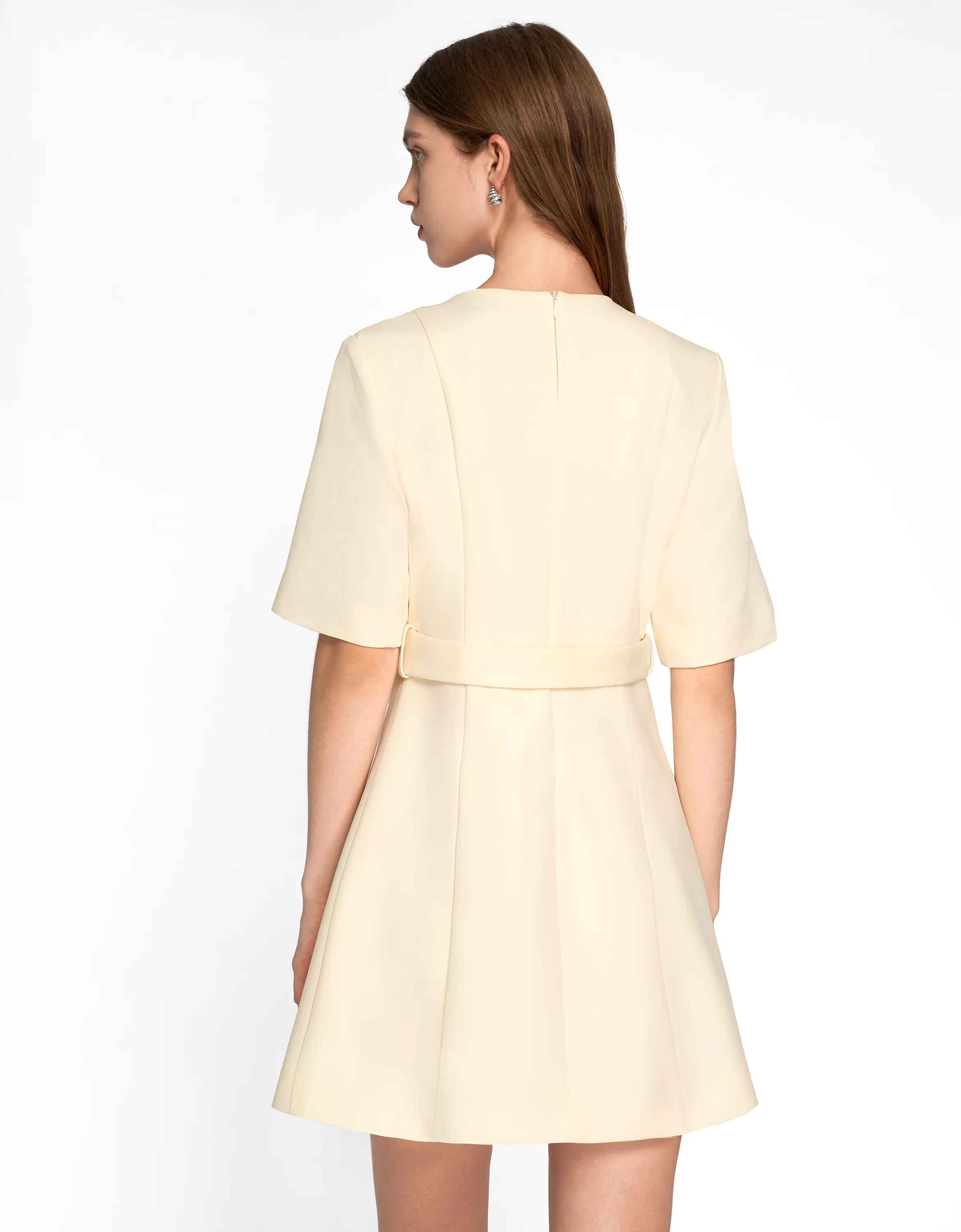 Waist Tab Pleated A-line Dress