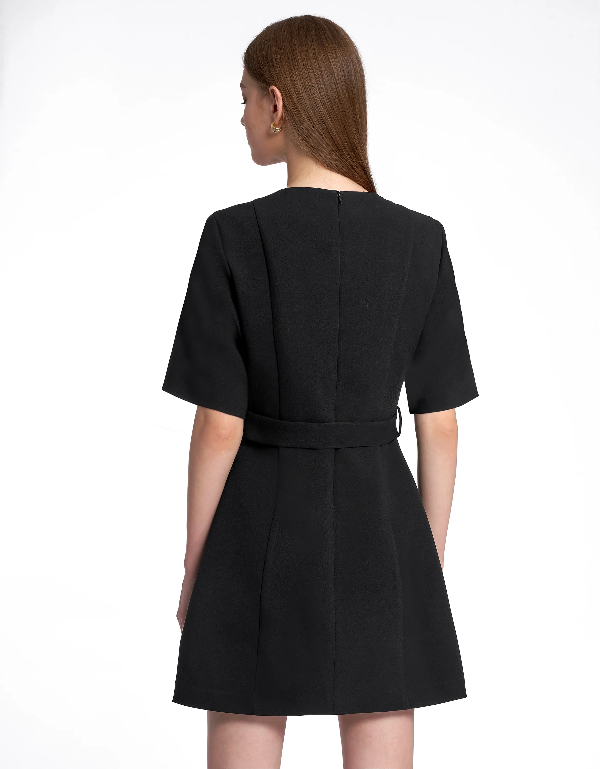 Waist Tab Pleated A-line Dress
