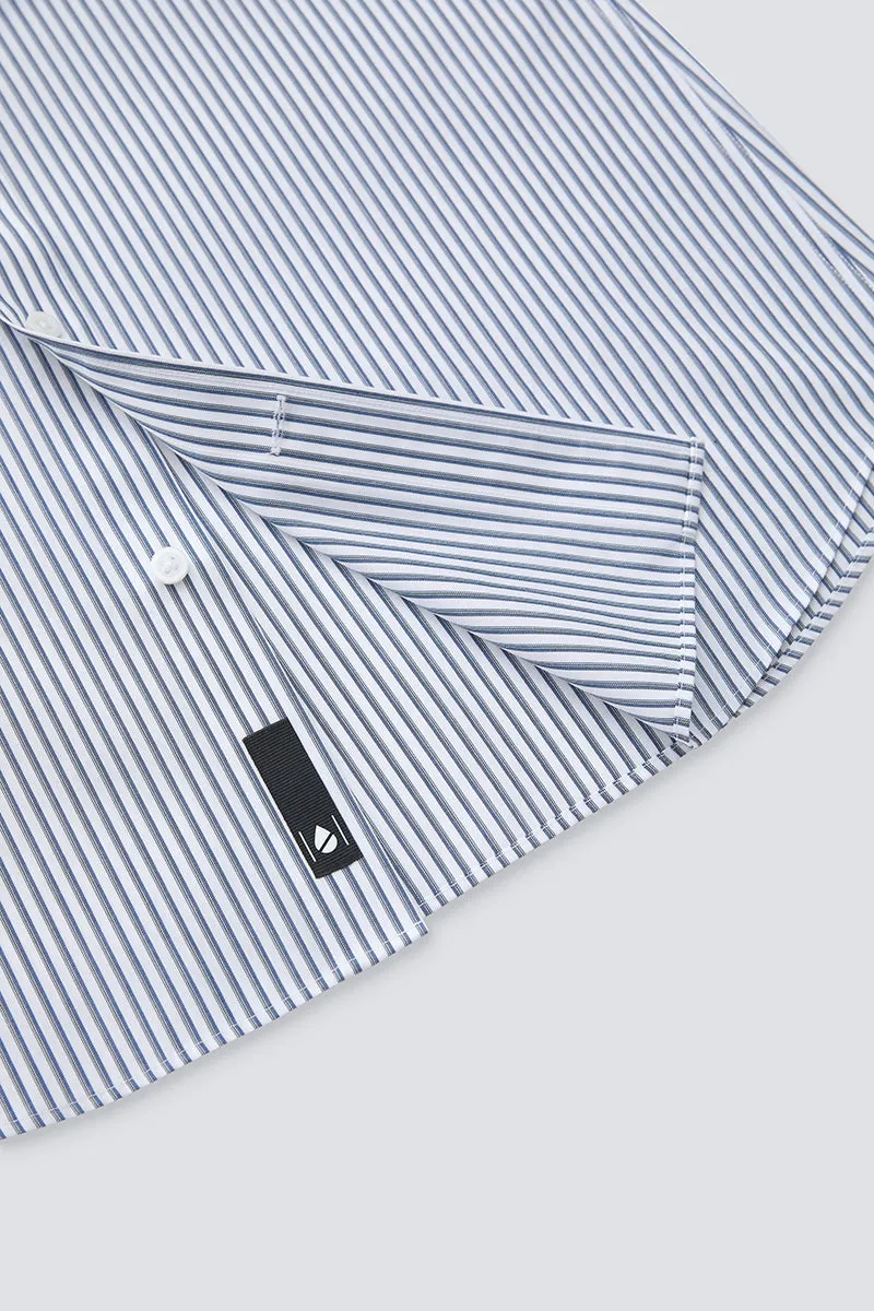 Waterless Dye Dress Shirt  | Dark Blue Stripes 22565N