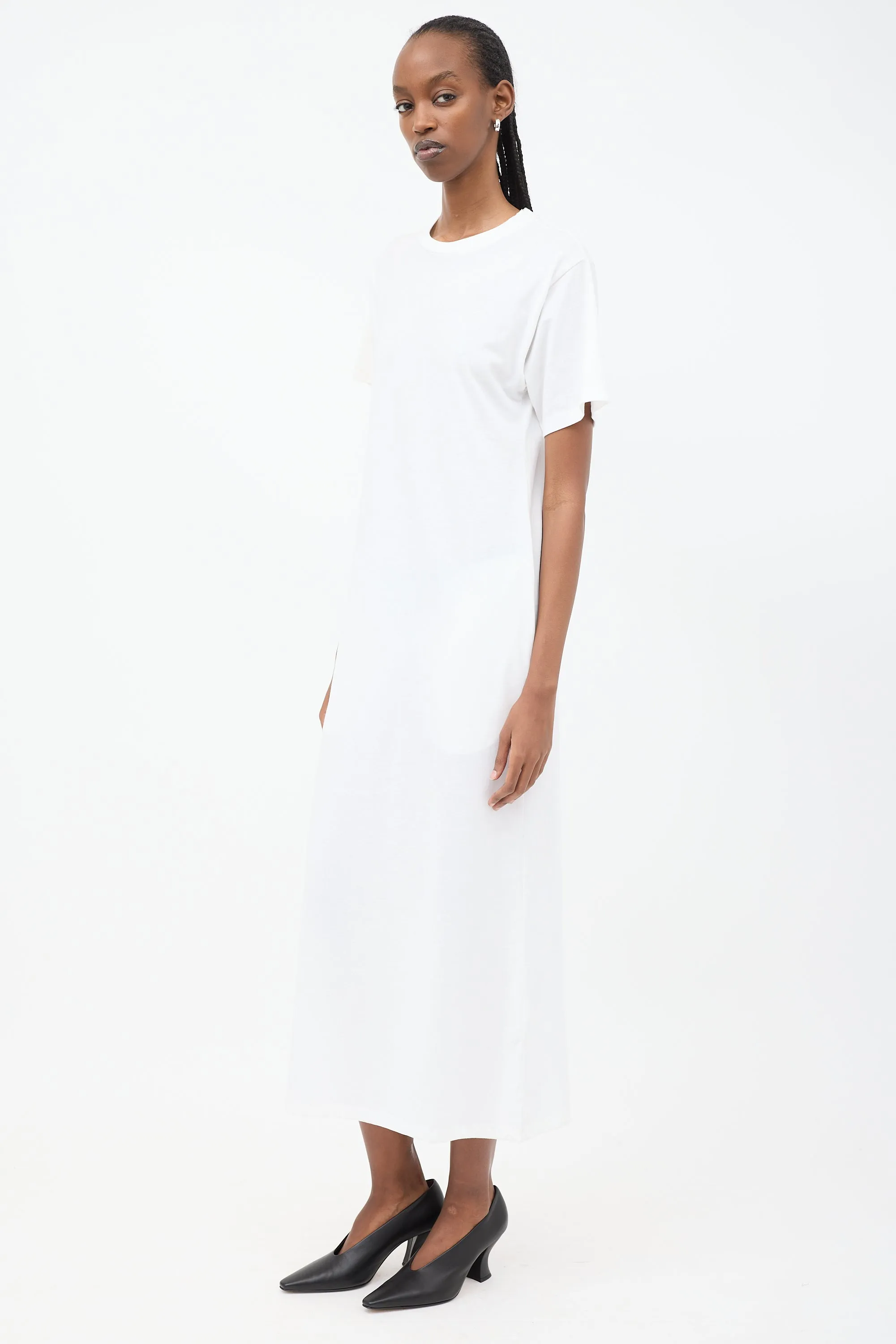 White Cotton Maxi T-Shirt Dress