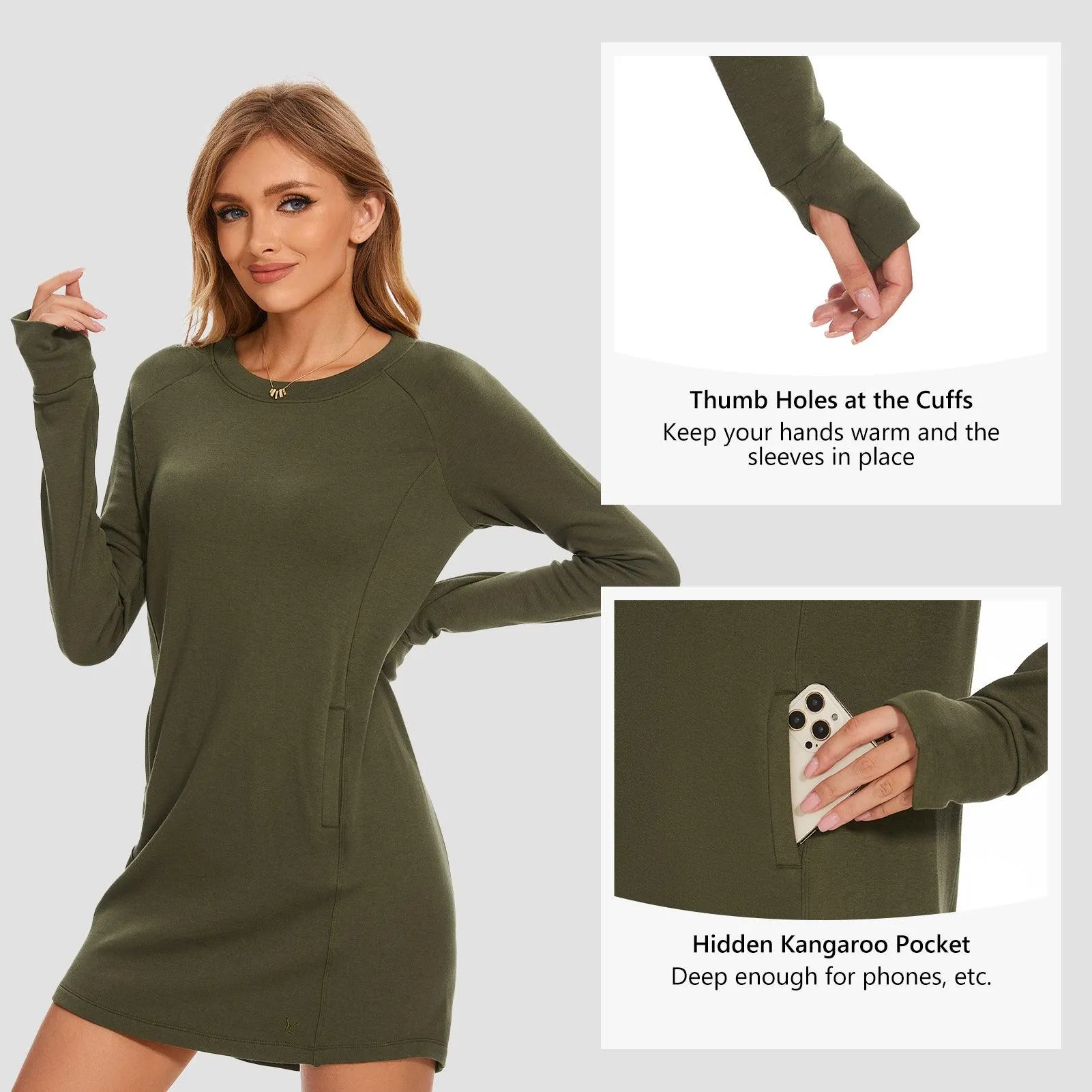 Women's Crew Neck Fleece Dress LB20W