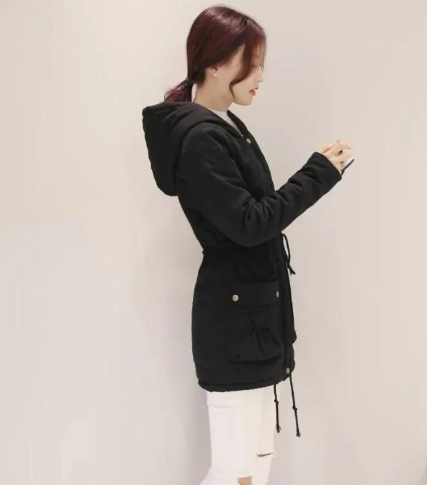 Womens Hooded Parka Coat in Black