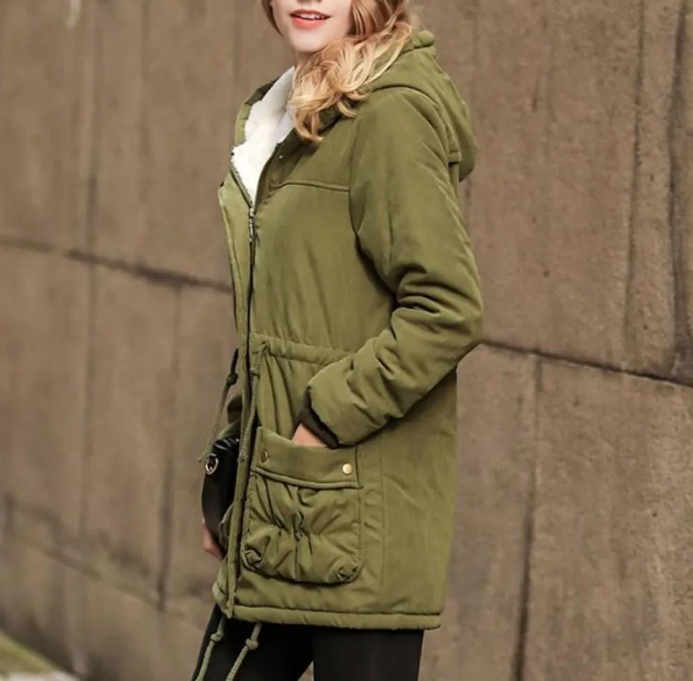 Womens Hooded Parka Coat in Black