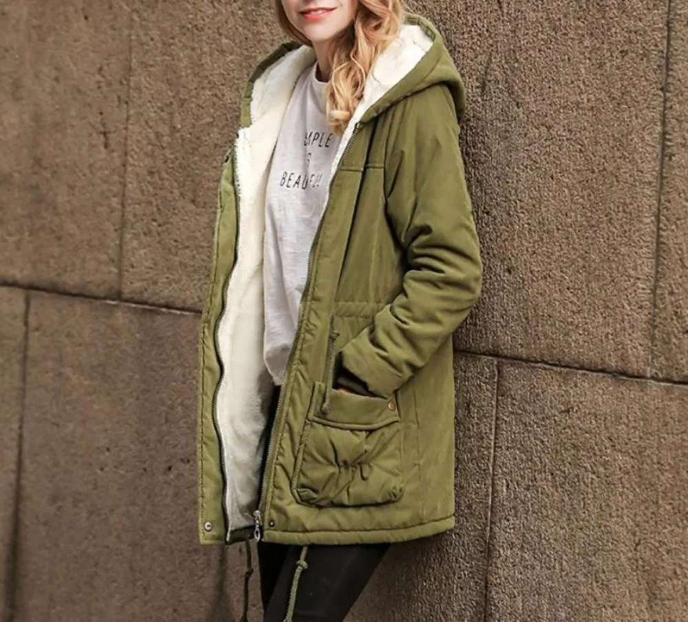 Womens Hooded Parka Coat in Black