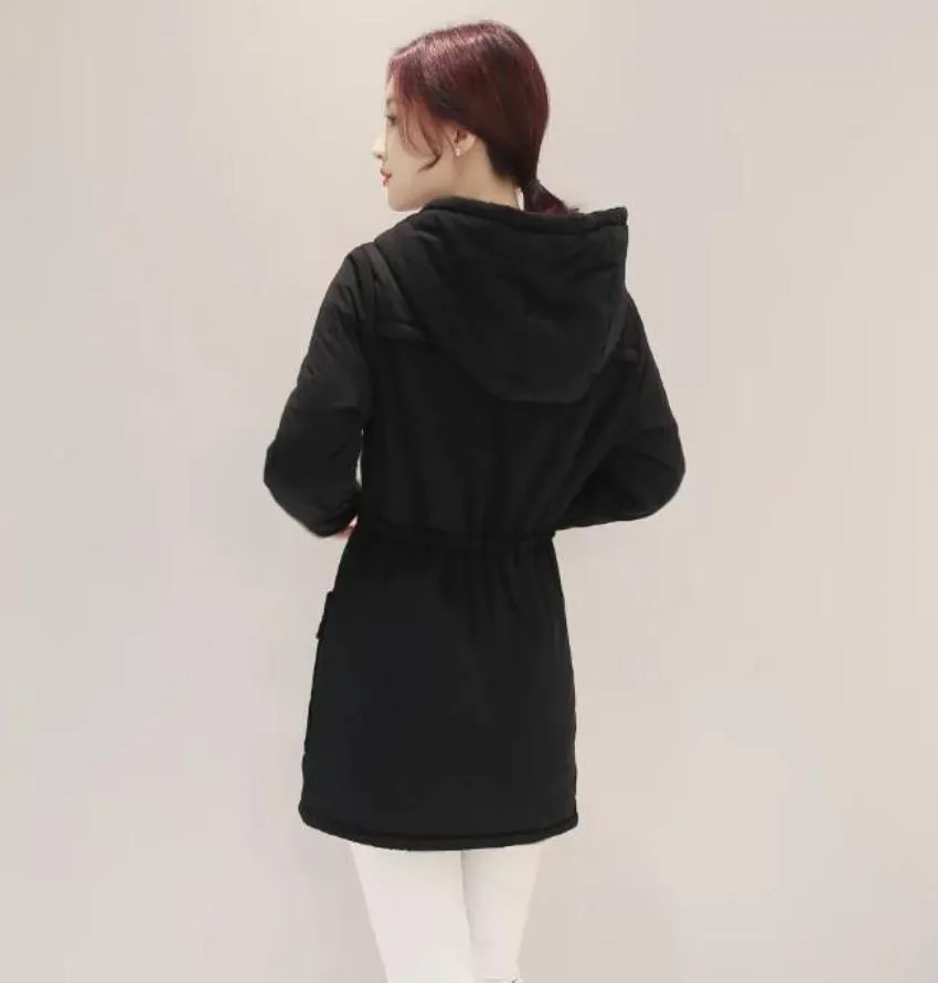 Womens Hooded Parka Coat in Black