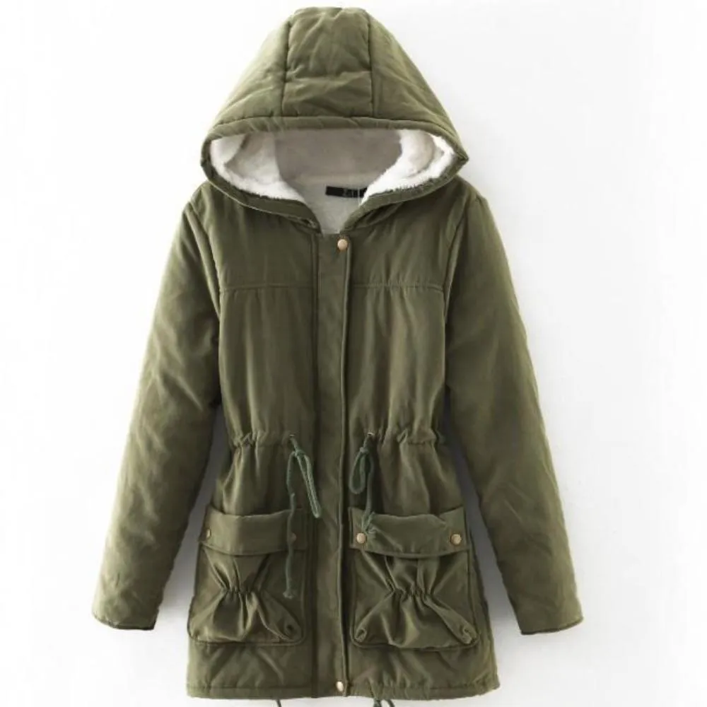 Womens Hooded Parka Coat in Black
