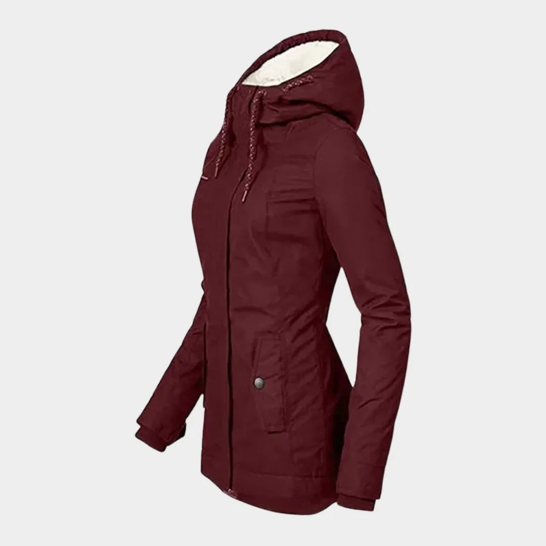 Womens Winter Parka  Hooded Mid-Length Coat, Thick Plush Lining (Grey, Green, Black, and More)