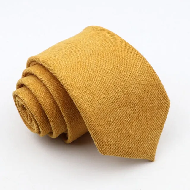 Yellow Cotton Suede Narrow Necktie
