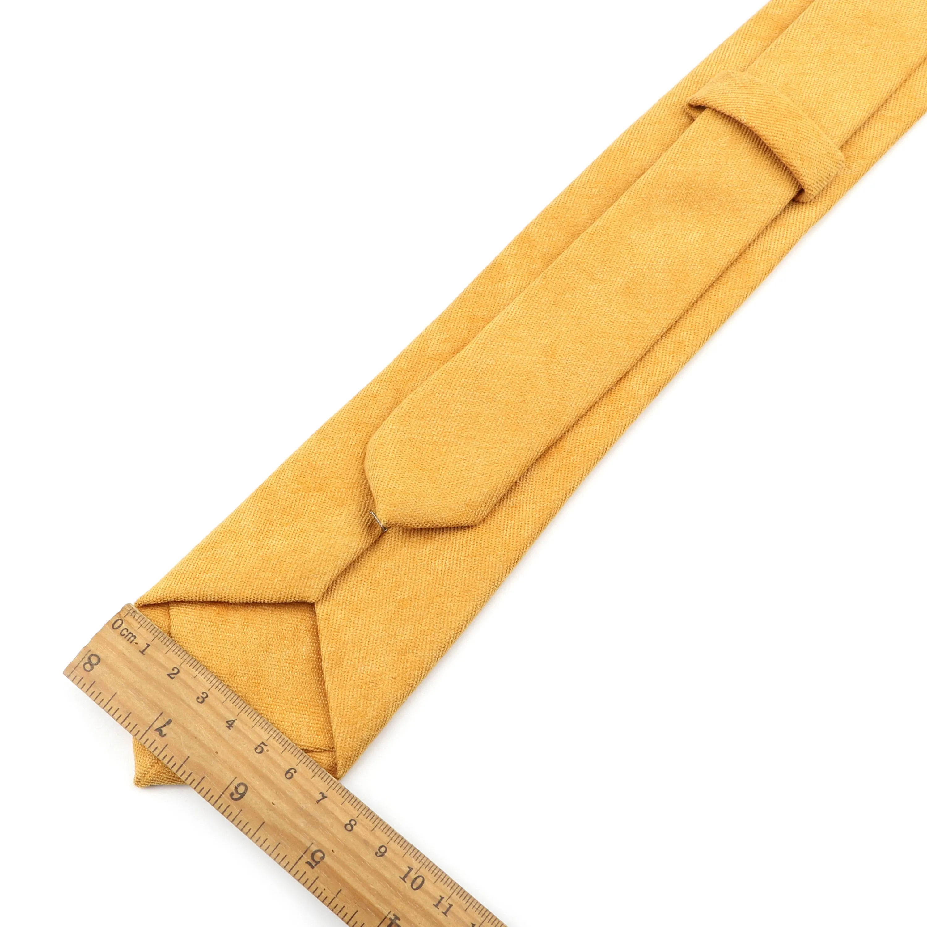 Yellow Cotton Suede Narrow Necktie