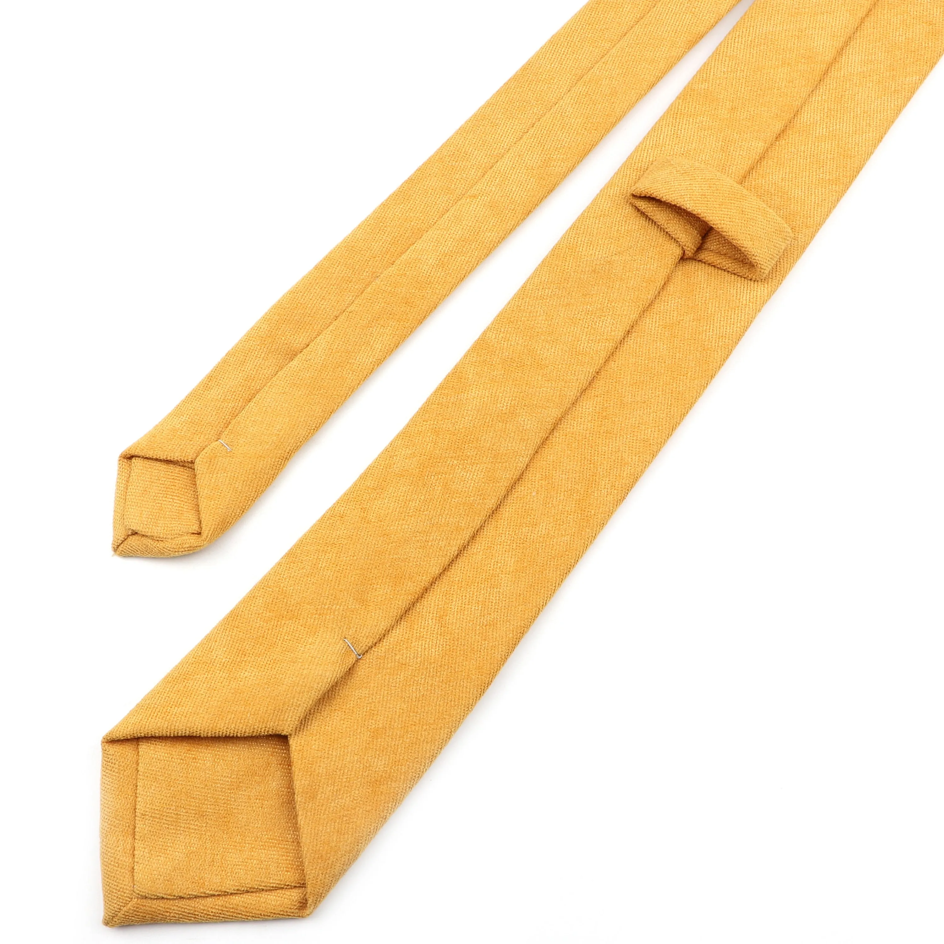 Yellow Cotton Suede Narrow Necktie
