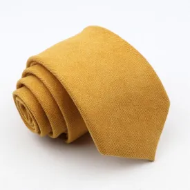 Yellow Cotton Suede Narrow Necktie